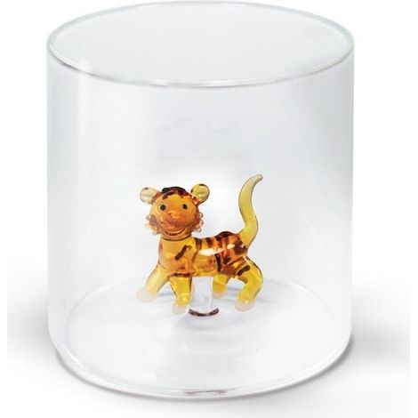 WD LifeStyle Bicchiere Vetro Borosilicato Cc 250 ml Decoro Tigre (1/2)