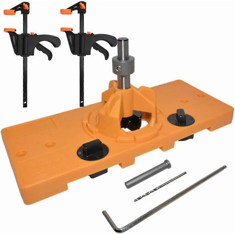 Kit de perçage pour charnières en bois de 35 mm avec 2 clips en F, guide de positionnement pour charnières de porte d'armoire (pour menuisier)