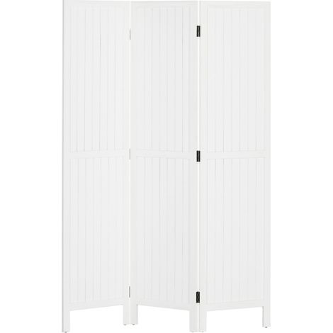 Paravent en bois séparateur de pièce closion intérieur pliable 3 panneaux en bois 120 x 170 cm blanc (1/5)
