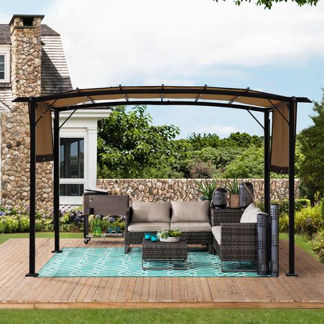 Ersatzdach für Pergola 12 × 9 Fuß, Polyester, Beige, wasserabweisend und UV-beständig (1/5)