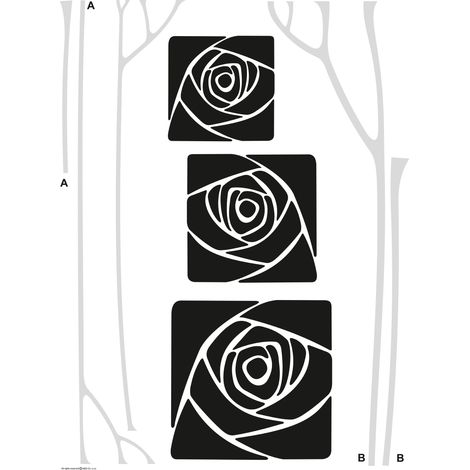 sticker mural fleurs noir et blanc et gris - Sanders & Sanders