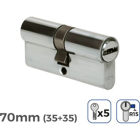 BOMBIN NICKEL 70mm (35+35mm) LEVER LONG R15 AVEC 5 CLÉS DE SÉCURITÉ INCLUSES EDM (1/3)