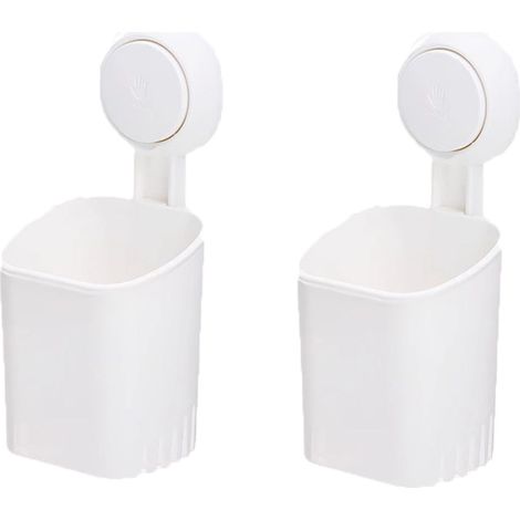 Porte-brosses à dents à ventouse, sans perçage, lot de 2, fixation murale, convient aux douches et salles de bains, étanche, peut également servir de porte-lames de rasoir ou de porte-dentifrice. (1/5)