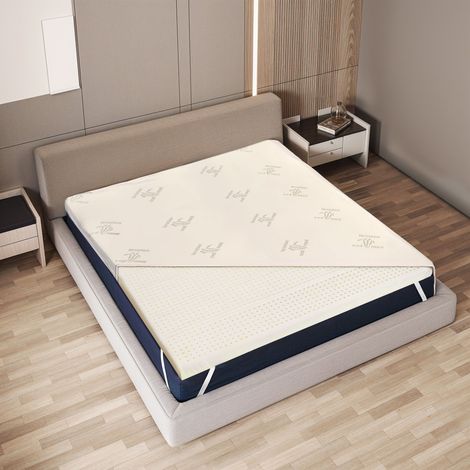 The White Stone Topper Singolo in Lattice Naturale  Tessuto in Bamboo Traspirante e Sfoderabile  Altezza 5 cm  Correttore per Materasso 90 x 200