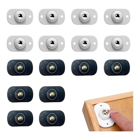 Mini Roulettes pour Meubles, Roulettes Pivotantes 360° Adhésives pour Appareils de Cuisine, Cafetière et Boîte de Rangement, Petites Roulettes à Billes en Acier, 8 Noir + 8 Blanc (1/5)