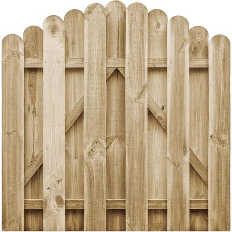 Portail de jardin, bois de pin imprégné, design moderne, noir (1/2)