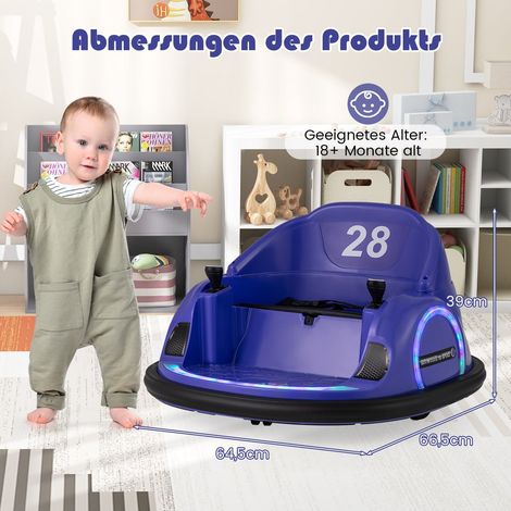 Coche de choque eléctrico para niños con luces LED, morado