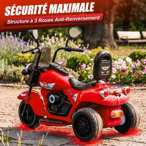 Moto Eléctrica Infantil 12V con Doble Motor, Motocicleta Eléctrica con Luces y Música para Niños de 3 a 6 Años, Diseño Retro con Asiento Ancho, Rojo (1/4)