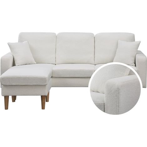 Sofá esquinero de tela reversible "Gabby" - 3 plazas - Blanco (1/5)