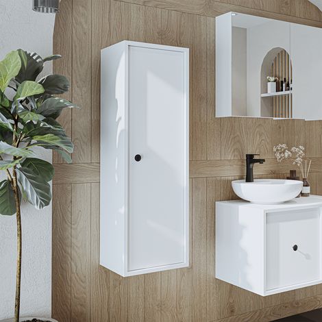 Roomart GUSTO-I-90 Hochschrank Bad 35 cm breit, Weiß