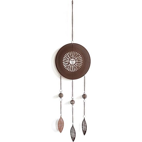 Signes Grimalt Décoration du pendentif métallique Pendent avec feuilles suspendues marron 1x18x85cm 24598