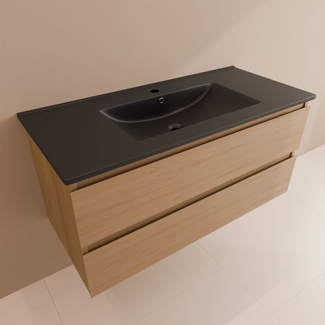 LOMAZOO Meuble de Salle de Bain 100cm - Chêne Clair - Vasque