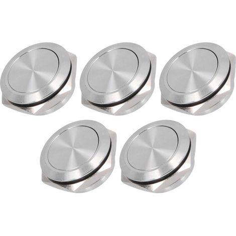 Lot de 5 interrupteurs à bouton plat en acier inoxydable étanches avec bornes à vis, accessoires d'alimentation 0-220 V, 22 mm (1/5)