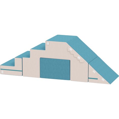 Blocs de jeu souples 2 pièces cuir synthétique mousse grimper construire jouer beige+bleu
