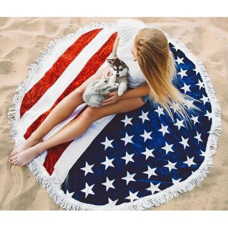 Serviette de plage en Coton Rond Pour Décor (1/4)