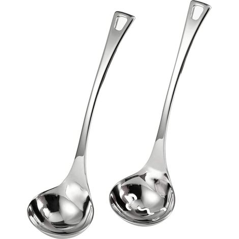 Cuillère à Soupe à Long Manche en Acier Inoxydable Cuillère Passoire Couverts - 2 Pièces (1/5)