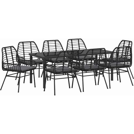 Maison Exclusive - Set da Pranzo per Giardino 9 pcs Nero polyrattan