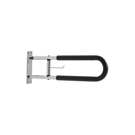 Barra de Seguridad para Inodoro, en Forma U, Abatible, con Asa de Apoyo Antideslizante, Carga 136 kg para Personas Mayores, Discapacitadas y Embarazadas, 280 x 75 x 765 mm, Plata Brillante (1/5)