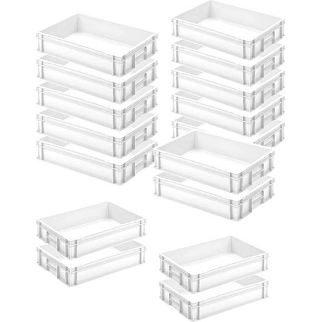 BRB 16x Eurobehälter LxBxH 600x400x120 mm, Polypropylen (PP), Inhalt 24 Liter, lebensmittelecht (weiß) (1/2)