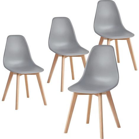 Esszimmerstühle 4er-Set mit Massivholzbeinen, grau, für Wohnzimmer & Büro (1/5)