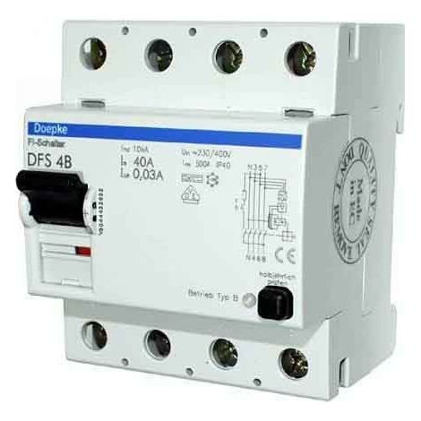 DOEPKE DFS 4 063-4/0,03-B NK FEHLERSTROMSCHUTZSCHALTER, 63/0,03A, 4-POLIG (09144995)