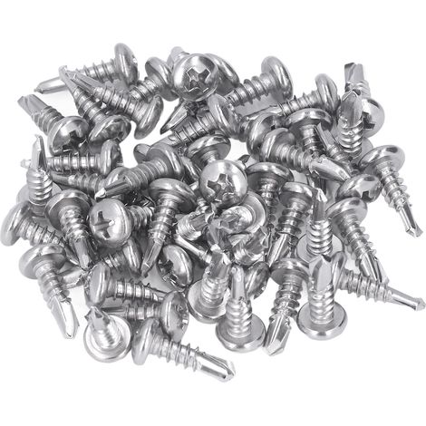 Vis à bois autoforeuse 200 pièces, tête ronde cruciforme, acier inoxydable 410, fixations M4.8x16 pour menuiserie (1/5)