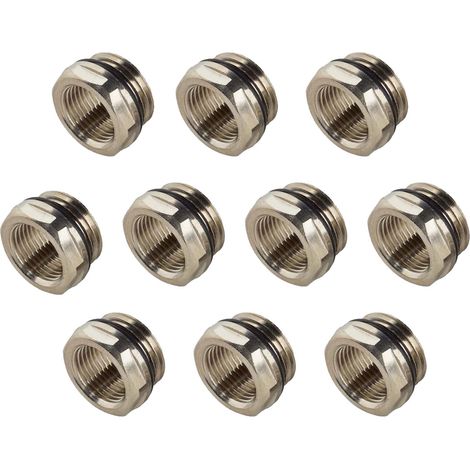tecuro Heizkörper - Reduzierstück 1/2 Zoll AG x 3/8 Zoll IG - Messing vernickelt (10 Stück) (1/3)