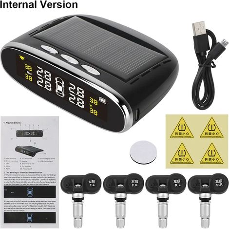 (Intérieur) Capteurs pour véhicule SolarCar, système de surveillance de la pression des pneus, testeur de pneus, outils de diagnostic, kit d'alarme, accessoires automobiles numériques (1/5)