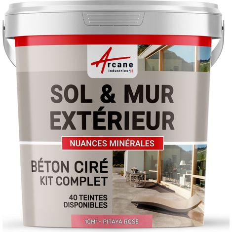 béton ciré, extérieur, pour sol, mur, terrasse, escalier, enduit, décoratif, minéral, en kit - 10 m² (en 2 couches) Pitaya Rose - ARCANE INDUSTRIES