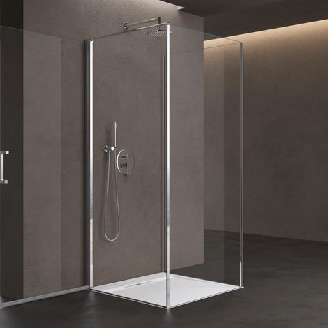 Mai & Mai Box Doccia 80x75x80cm con Piatto Doccia, Cabina Bagno in Cristallo Trasparente Meccanismo Alza/Abbassa Cabina Doccia con Porte Girevole Doppie Ravenna36UK (1/5)