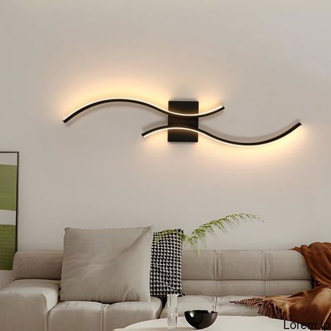 Applique Murale LED Moderne Longue 80cm 30W Noir Dimmable pour Chambre Salon Salle à Manger Couloir (1/5)