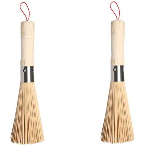 pièces-Brosse à récurer en bambou naturel-Brosse de cuisine en bambou-Outil de nettoyage-Brosse à vaisselle ménagère-Pour nettoyer (1/4)