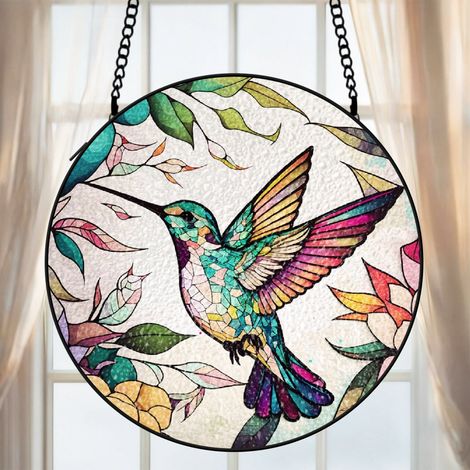 Décoration colibri vitrail attrape-soleil 12,5 cm suspension fenêtre élégante cadeau femme (1/5)