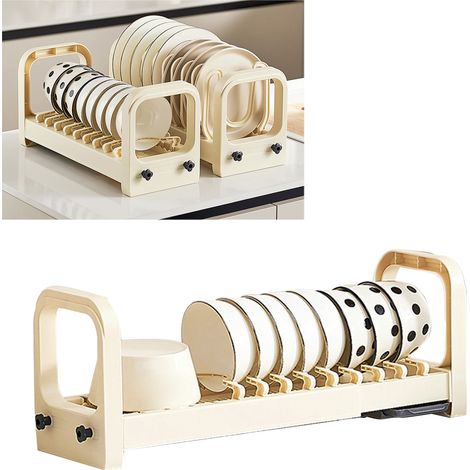 Récipient extensible en plastique, égouttoir, porte-assiettes, organisateur pour plan de travail, placard, tiroir de cuisine (1/5)