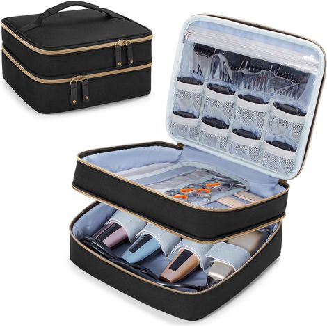 Double Layer Bag for Hair Clippers Hairdressing Tools Black  Carry Case Compatible with SUPRENT/ Hatteker/ Wahl/GLAKER, Storage for 4 Lawn Mowers, for Home/Travel/Salon, Empty (1/5)