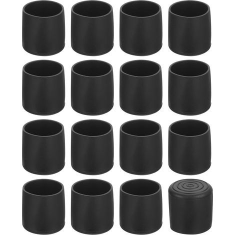 36 Embout de pied de chaise, Rond 25mm, PVC Noir, Antidérapant, Protection sol, Intérieur extérieur (1/5)