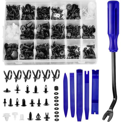 447 Pièces Rivet Clips Plastique Rivets Plastiques Fixation de Protection avec 18 Tailles Formes et Tailles Universel pour Auto Voitures Panneaux de Portes avec Outil de Suppression (1/5)