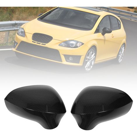 Coques de rétroviseurs intérieur et extérieurs compatibles avec SEAT Leon Mk2 1P 2009-2012 (une paire, gauche et droite) (remplacement) aspect fibre de carbone (1/5)