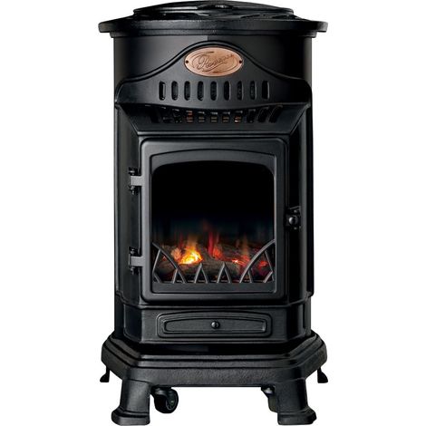 Universal – Poêle à gaz fonte véritable 3.4kW noir – Chauffage au gaz avec effet feu de bois – Autonomie 60 heures – Installation facile sans conduit (1/5)