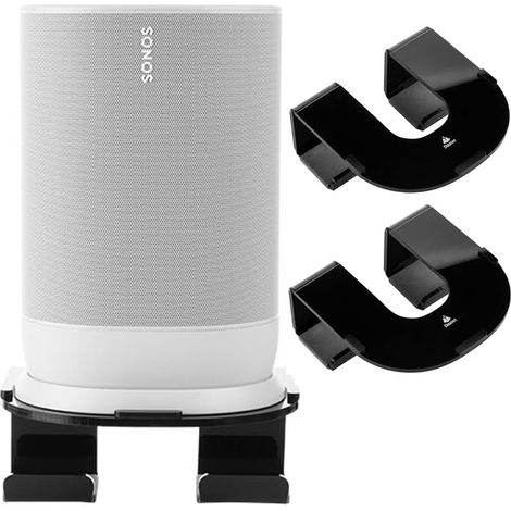 Kompatibel mit Sonos Move Wandhalterung, Sonos Move Ständerzubehör mit integriertem Kabelmanagement, Smart Home Lautsprecherzubehör Rack (Sonos Move, Schwarz) 2 Stück (1/5)