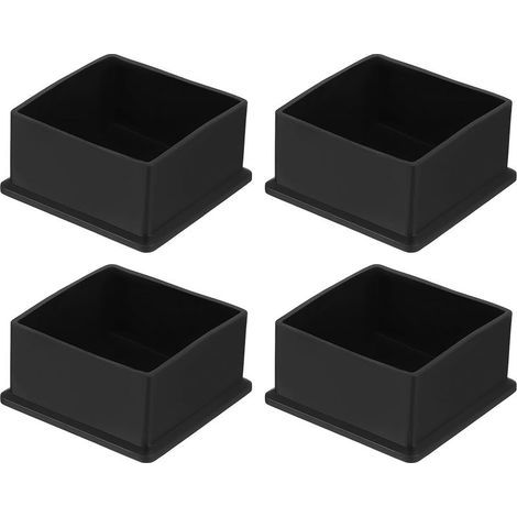 4Pcs Embouts de Pieds de Chaise Carrés en PVC, 60mm x 60mm OD, Noirs, Protections de Sol pour Pieds de Meubles de Table, Capuchons de Pieds de Meubles (1/5)