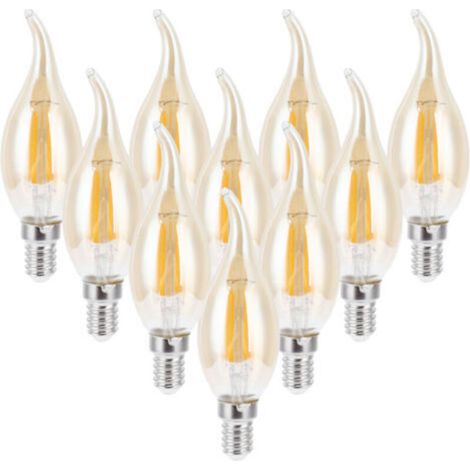 Ampoule LED à Filament doré C35, 2700K, 4W, Base E14, verre transparent, lumière blanche chaude, 220 à 240V, 10 pièces (1/4)