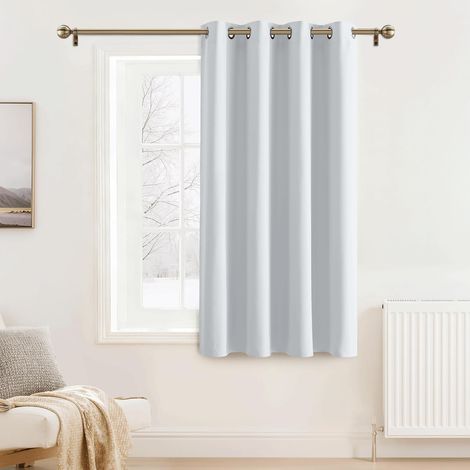 Rideau pour Petite Fenetre - Rideaux Occultant Thermique Lumiere Bloquer Isolation Froid pour Cuisine Chambre Maison, 132 Largeur et 90 cm Hauteur, 1 Pièce, Gris Blanc (1/5)
