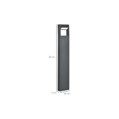 Borne lumineuse de jardin gris foncé en aluminium avec LED blanc chaud et angle réglable, étanche IP65 pour allée (1/5)