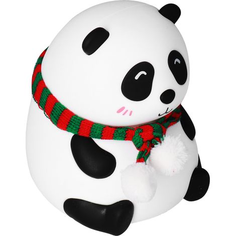Veilleuse tactile en forme de panda avec 7 couleurs changeantes, rechargeable par USB, en silicone, motif yeux fermés, idéale pour la chambre d'enfant. (1/5)
