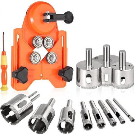 Diamond Hole Saw, Adjustable Hole Saw Locator, Tile Hole Saw with 11 Diamond-Coated Drill Bits + 1 Screwdriver, Hole Saw Guide with Suction Cup Base for Ceramic and Glass (1/5)