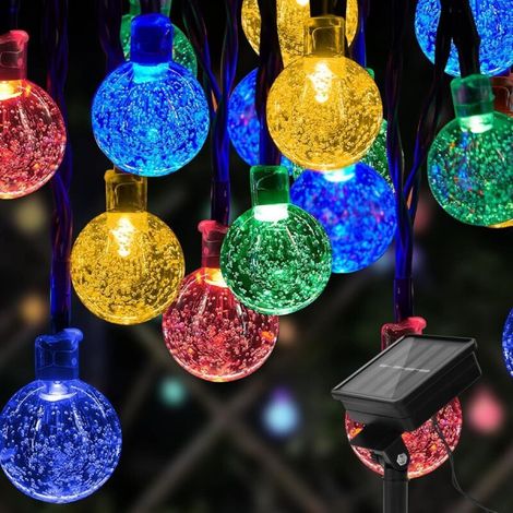 Guirlande Lumineuse Solaire Extérieur,50 LED 9.5M Étanche Guirlande Solaire pour Décorer Balcon, Jardin, Arbres,Anniversaire (Couleur) (1/4)