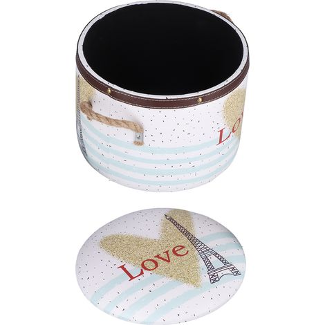 Coffre de rangement décoratif, pouf pour chaussures d'entrée, bac à jouets pour bébé, tabouret avec couvercle pour salon, modèle petite tour, résistant et spacieux (1/5)