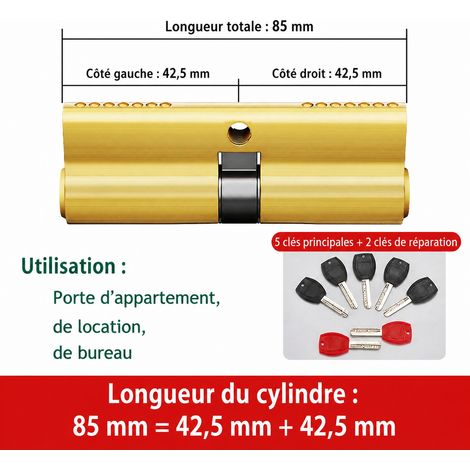 Serrure de portail à poignée aluminium, plaque bronze antique et cylindre 85 mm 85 42.5 1,5 kg – Livraison gratuite