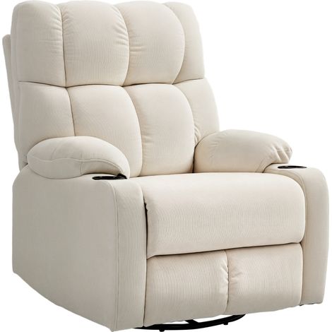 Relaxsessel mit Fußstütze, Liegesessel, drehbar, bis 150 kg, Stahlrahmen, 88x96x108cm, Beige (1/5)